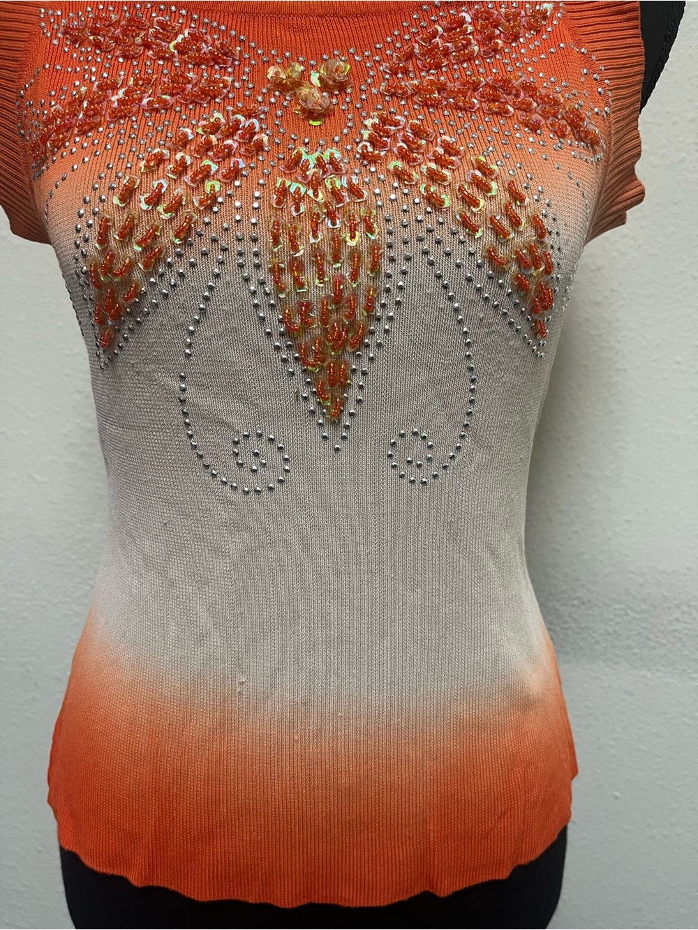 Embellished Orange Ombre Tank Top - Picture 3 of 6